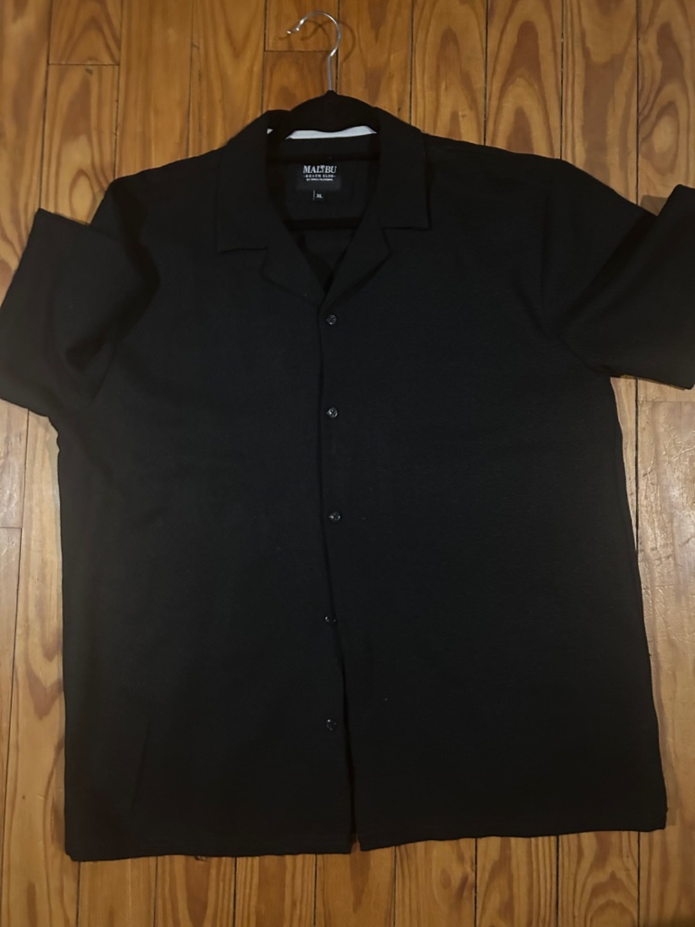 Malibu Black Short-Sleeve Casual Button-Down Shirt